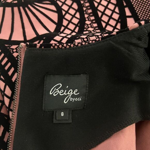 NWT Beige by ECI Mauve Pink Black Three Quarter Sleeve Sheath Dress Size 8 - Picture 7 of 11